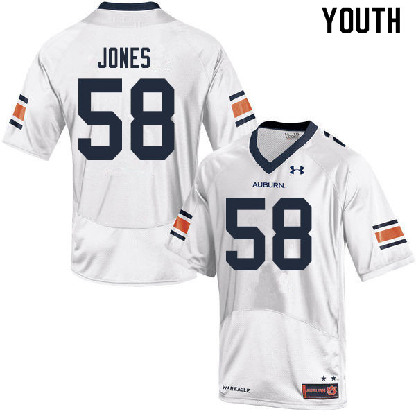 Youth #58 Keiondre Jones Auburn Tigers College Football Jerseys Sale-White